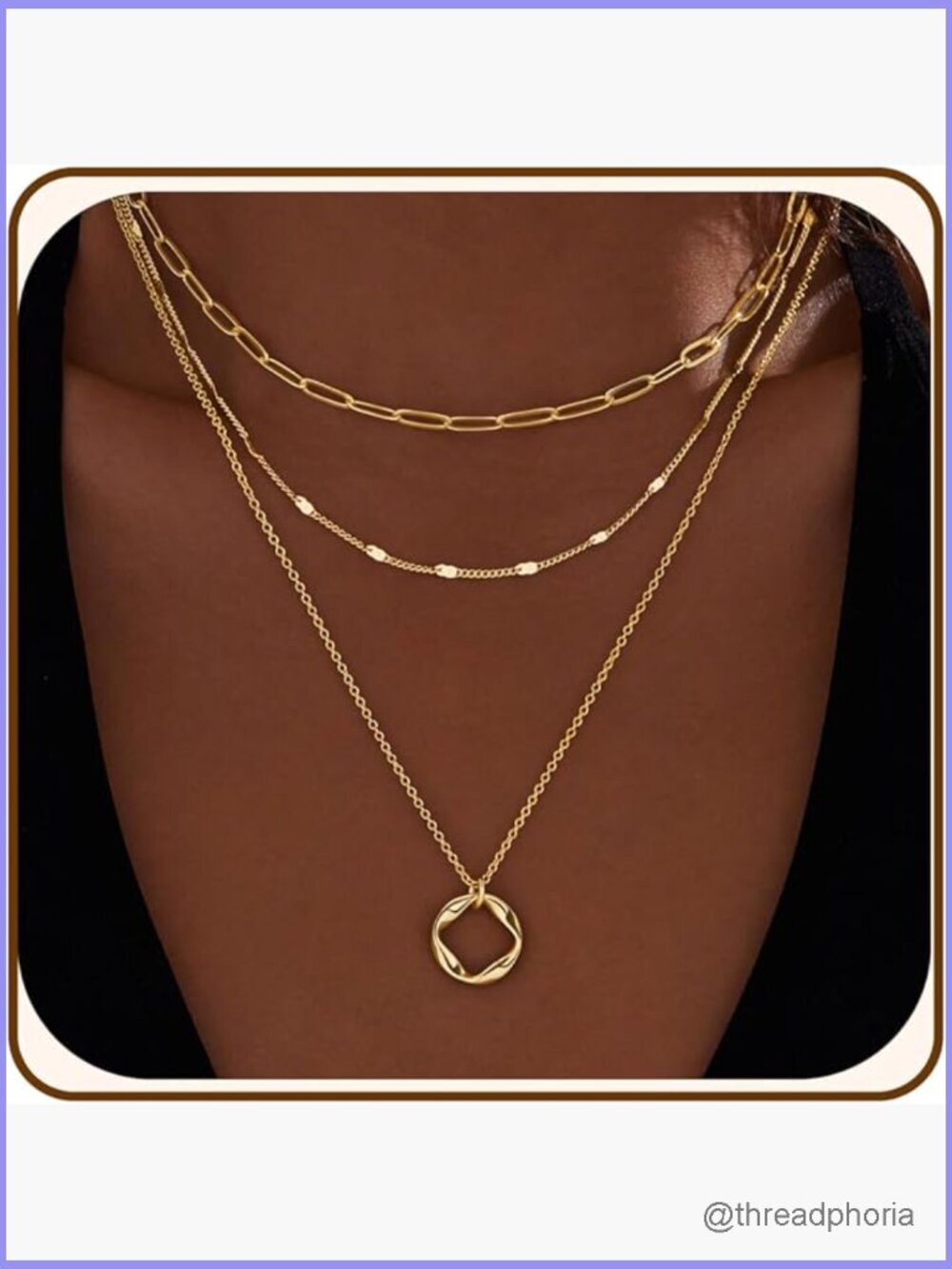 Layered Gold Necklaces Set with Heart Cross Bow Circle Pendants